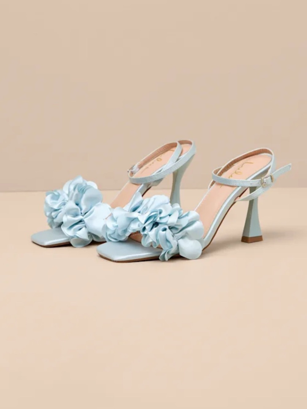 Lulu's Pale Blue Floral Strap Heels